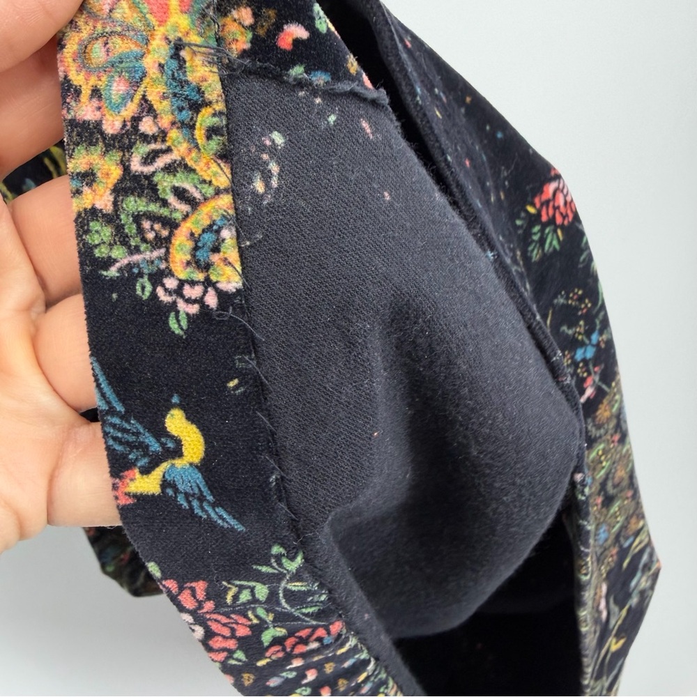 Vintage Black Velvet Moody Witchy Patchwork Floral Pattern Maxi Skirt sz XS belt - Picture 9 of 9